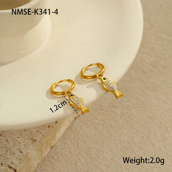 Wholesale Women's Stainless Steel And 18K Electroplated Geometric Style Earrings