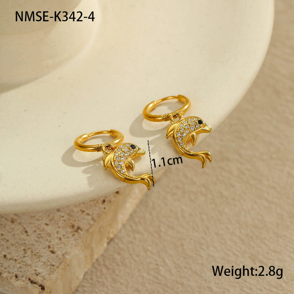 Wholesale Women's Stainless Steel And 18K Electroplated Geometric Style Earrings
