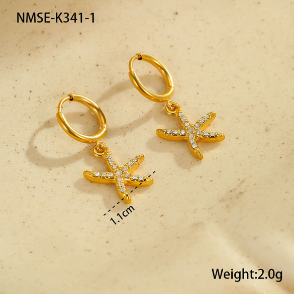 Wholesale Women's Stainless Steel And 18K Electroplated Geometric Style Earrings
