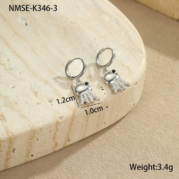 Wholesale Women's Stainless Steel And 18K Electroplated Geometric Style Earrings