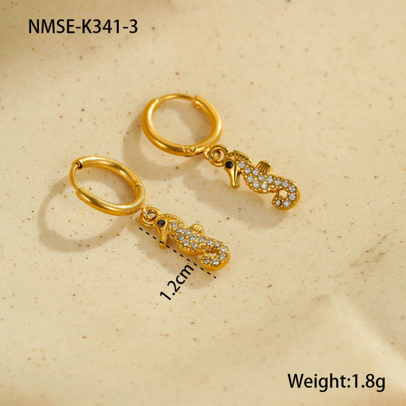Wholesale Women's Stainless Steel And 18K Electroplated Geometric Style Earrings
