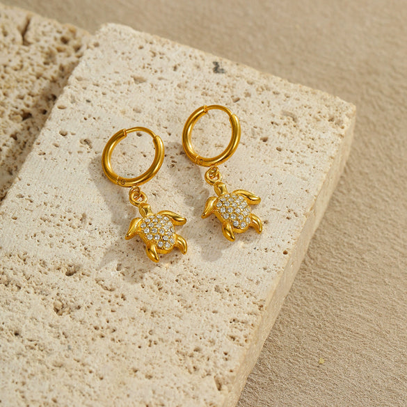 Wholesale Women's Stainless Steel And 18K Electroplated Geometric Style Earrings