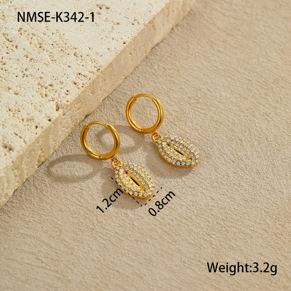 Wholesale Women's Stainless Steel And 18K Electroplated Geometric Style Earrings