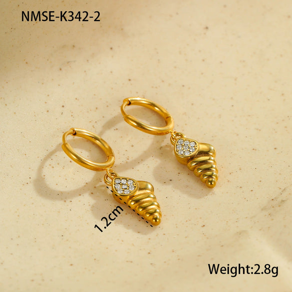 Wholesale Women's Stainless Steel And 18K Electroplated Geometric Style Earrings