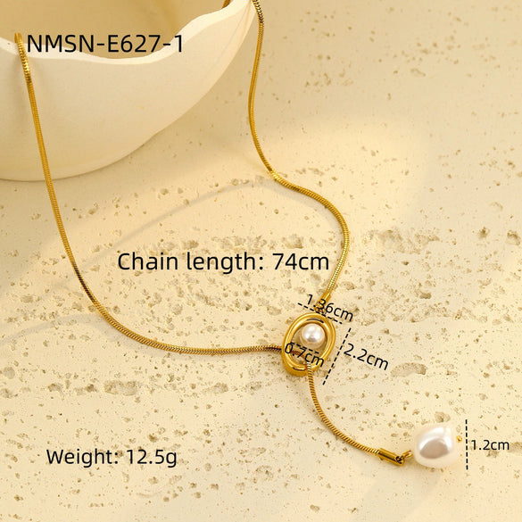 Wholesale Women's Stainless Steel And 18K Fashion Retro Necklace With Electroplating Treatment