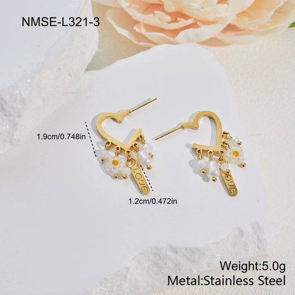 Wholesale Women's Stainless Steel And 18K Gold Electroplated Heart Drop Bell Jewelry Set Including Necklace Earrings And Bracelet