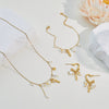 Wholesale Women's Stainless Steel And 18K Gold Electroplated Heart Drop Bell Jewelry Set Including Necklace Earrings And Bracelet