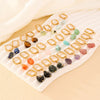Wholesale Women's Stainless Steel And Natural Stone Simple Light Luxury Style Irregular Earrings