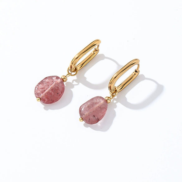 Wholesale Women's Stainless Steel And Natural Stone Simple Light Luxury Style Irregular Earrings