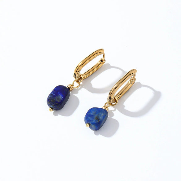 Wholesale Women's Stainless Steel And Natural Stone Simple Light Luxury Style Irregular Earrings