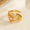 Wholesale Women's Stainless Steel And Pearl Crown Ring With Electroplating