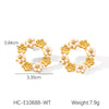 Wholesale Women's Stainless Steel And Pearl Flower Earrings With Electroplating Design
