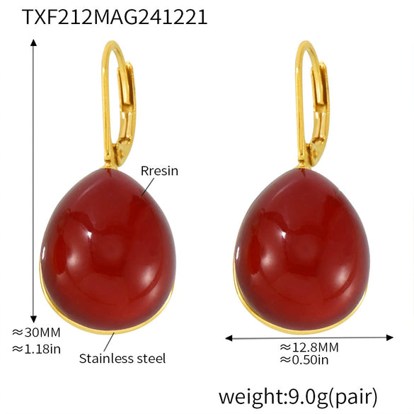 Wholesale Women's 316L Stainless Steel And Resin Geometric Electroplated Water Drops Earrings