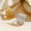 Wholesale Women's Stainless Steel And Resin Geometric Rectangular Ring With 18K Gold Electroplating