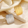 Wholesale Women's Stainless Steel And Resin Geometric Rectangular Ring With 18K Gold Electroplating