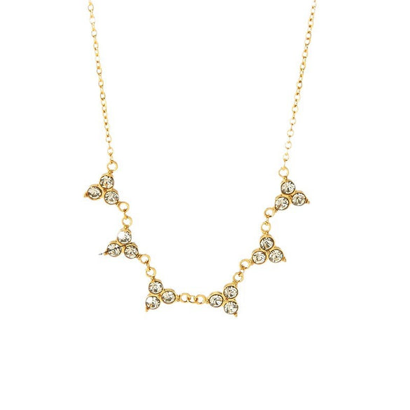 Wholesale Women's Stainless Steel And Rhinestones Geometric Triangle Pendant Necklace With Electroplating Treatment Light Luxury Fashion Style