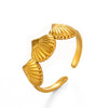 Wholesale Women's Stainless Steel And Shell Geometric Style Seaside Hip Hop Ring With Electroplating