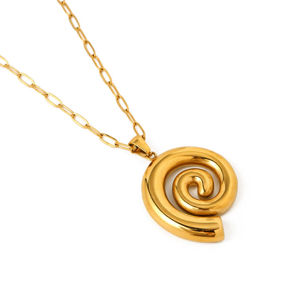 Wholesale Women's Stainless Steel And 925 Silver Geometric Threaded Hoop Pendant Necklace With Electroplating