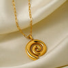 Wholesale Women's Stainless Steel And 925 Silver Geometric Threaded Hoop Pendant Necklace With Electroplating