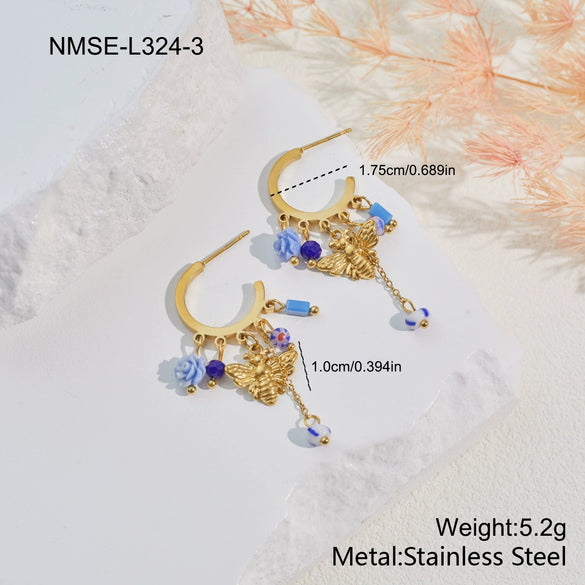 Wholesale Women's Stainless Steel And Titanium Steel Accessories Set With Heart Drop Bell Patterns And Electroplating Design