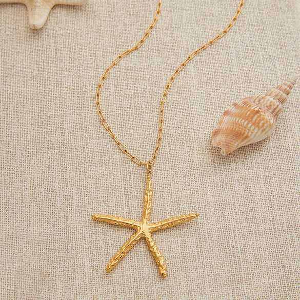 Wholesale Women's Stainless Steel And Titanium Steel Animal Style Geometric Starfish Necklace With Electroplating