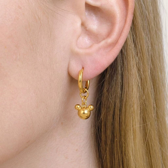 Wholesale Women's Stainless Steel And Titanium Steel Bear Head Earrings With Vacuum Real Gold Plating In Pvd Furnace