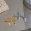 Wholesale Women's Stainless Steel And Titanium Steel Bear Head Earrings With Vacuum Real Gold Plating In Pvd Furnace