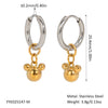 Wholesale Women's Stainless Steel And Titanium Steel Bear Head Earrings With Vacuum Real Gold Plating In Pvd Furnace