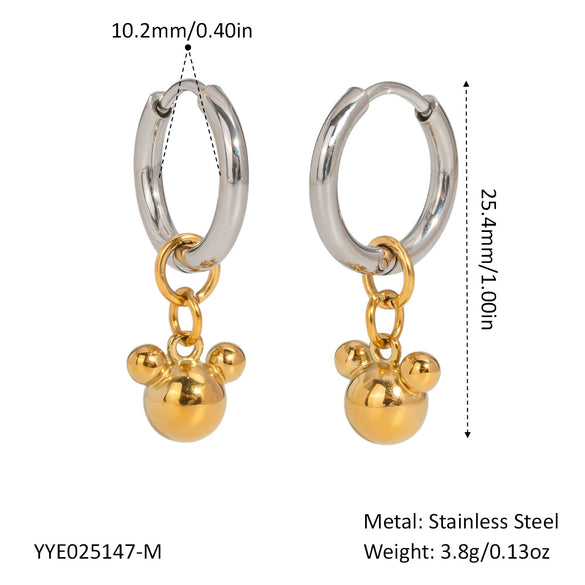 Wholesale Women's Stainless Steel And Titanium Steel Bear Head Earrings With Vacuum Real Gold Plating In Pvd Furnace
