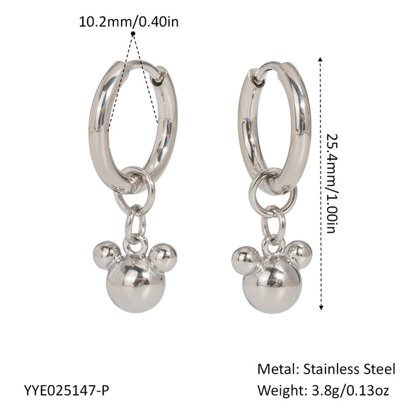 Wholesale Women's Stainless Steel And Titanium Steel Bear Head Earrings With Vacuum Real Gold Plating In Pvd Furnace