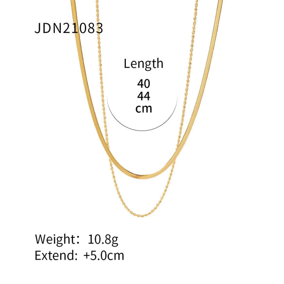 Wholesale Women's Stainless Steel And Titanium Steel Blade Chain Double Layer Necklace With Geometric Design And Electroplating