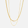 Wholesale Women's Stainless Steel And Titanium Steel Blade Chain Double Layer Necklace With Geometric Design And Electroplating