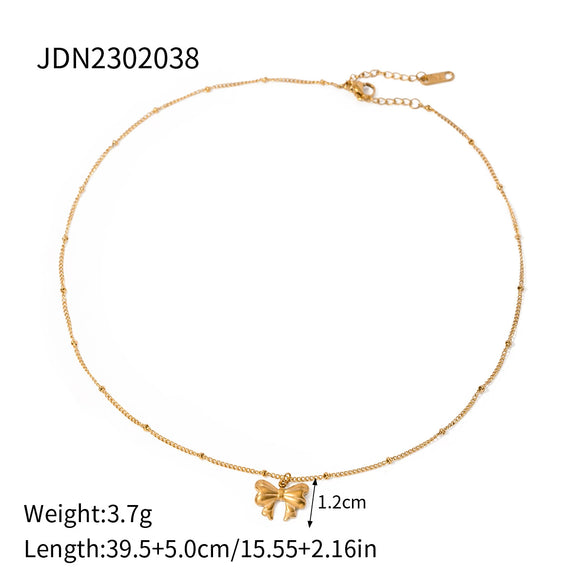 Wholesale Women's Stainless Steel And Titanium Steel Bow Clavicle Necklace With Electroplating