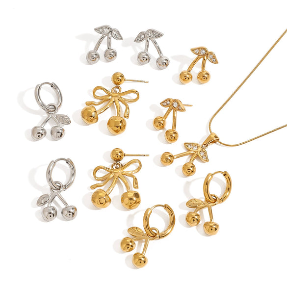 Wholesale Women's Stainless Steel And Titanium Steel Cherry Jewelry With Geometric Pattern And Electroplating Treatment