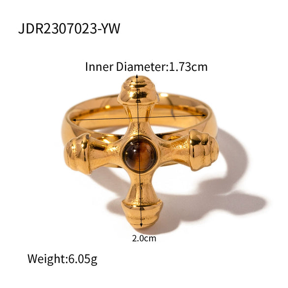 Wholesale Women's Stainless Steel And Titanium Steel Cross Pendant Necklace With Geometric Pattern And 18K Gold Plated Electroplating