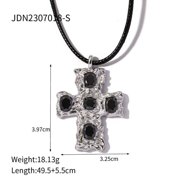 Wholesale Women's Stainless Steel And Titanium Steel Cross Pendant Necklace With Geometric Pattern And 18K Gold Plated Electroplating