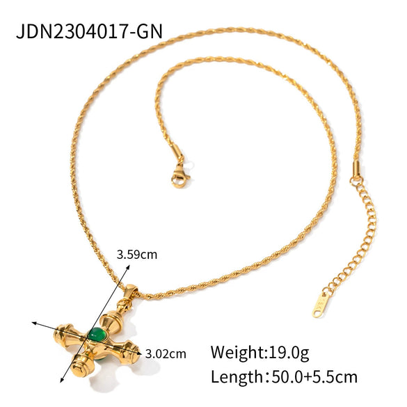Wholesale Women's Stainless Steel And Titanium Steel Cross Pendant Necklace With Geometric Pattern And 18K Gold Plated Electroplating