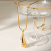 Wholesale Women's Stainless Steel And Titanium Steel Drop Shape Hollow Pendant Necklace With Electroplating
