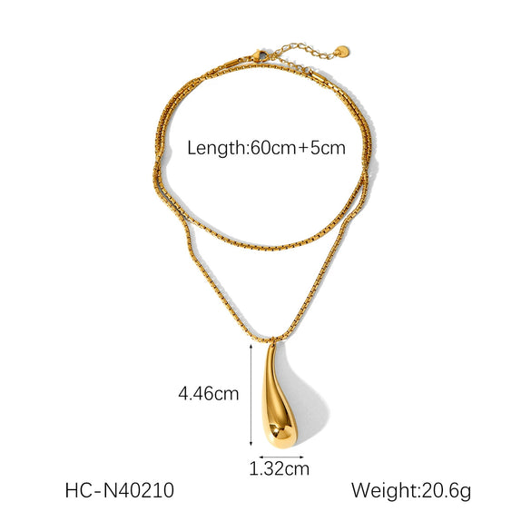 Wholesale Women's Stainless Steel And Titanium Steel Drop Shape Hollow Pendant Necklace With Electroplating