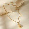 Wholesale Women's Stainless Steel And Titanium Steel Drop Shape Hollow Pendant Necklace With Electroplating