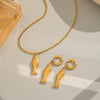 Wholesale Women's Stainless Steel And Titanium Steel Earrings Necklace Combination With Little Bear Pig Small Animal Patterns Electroplated Pvd Vacuum Real Gold Playful Accessories