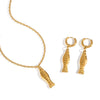 Wholesale Women's Stainless Steel And Titanium Steel Earrings Necklace Combination With Little Bear Pig Small Animal Patterns Electroplated Pvd Vacuum Real Gold Playful Accessories