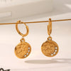 Wholesale Women's Stainless Steel And Titanium Steel Earrings With Star Shape Pvd Vacuum Plated Real Gold And Diamond