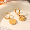 Wholesale Women's Stainless Steel And Titanium Steel Earrings With Star Shape Pvd Vacuum Plated Real Gold And Diamond