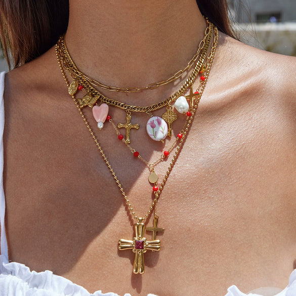 Wholesale Women's Stainless Steel And Titanium Steel Electroplated Geometric Necklace