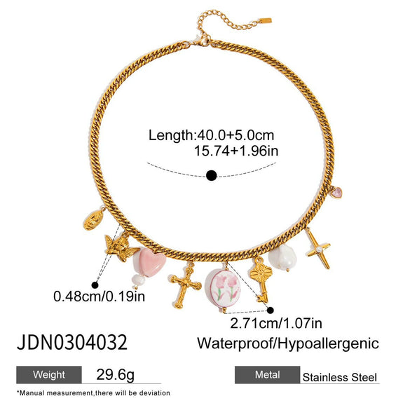 Wholesale Women's Stainless Steel And Titanium Steel Electroplated Geometric Necklace