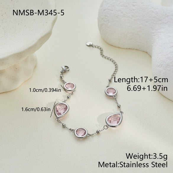 Wholesale Women's Stainless Steel And Titanium Steel Electroplated Heart Water Drop Bell Pattern Clavicle Chain Bracelet And Necklace Jewelry