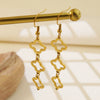 Wholesale Women's Stainless Steel And Titanium Steel Electroplated 18K Real Gold Fourleaf Clover And Flower Earrings