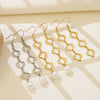 Wholesale Women's Stainless Steel And Titanium Steel Electroplated 18K Real Gold Fourleaf Clover And Flower Earrings