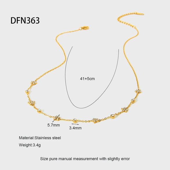 Wholesale Women's Stainless Steel And Titanium Steel Flower Pendant Necklace With 18K Gold Electroplating And Cross Chain